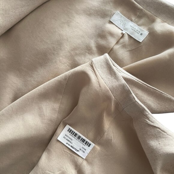 LINEN TAILORED VEST Size XL Beige from Zara Spain. Like NEW - Picture 4 of 10